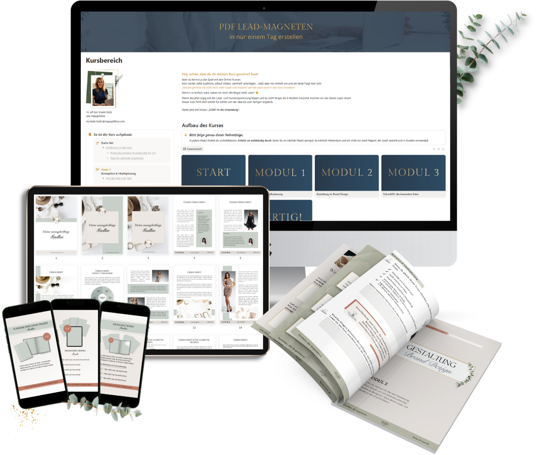 Mockup des Kursinhaltes Lead Magnet erstellen